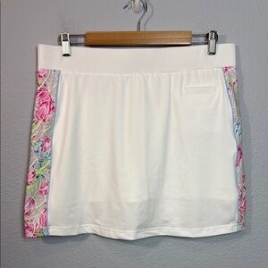 Pebble Beach Women's White‎ Skirt with Floral Accents